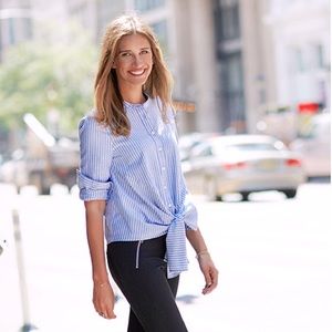 Veronica Beard Blue Striped Button Down Shirt